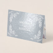 Echte Folie Dusty Blue Branch bruiloft uitnodiging (Voorkant)