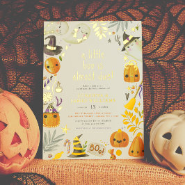 Echte folie een beetje boe geest Halloween baby sh Uitnodiging