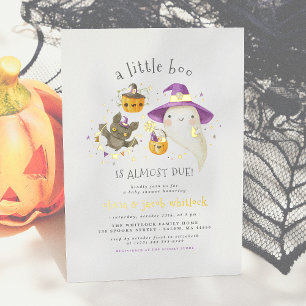 Echte Folie Een kleine Boo Herfst Halloween Baby s Folie Uitnodiging