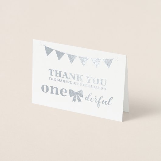 Echte Folie eerste verjaardag Dank je wel Folie Kaarten (Voorkant)