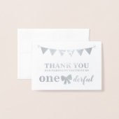 Echte Folie eerste verjaardag Dank je wel Folie Kaarten (Voorkant met envelop)