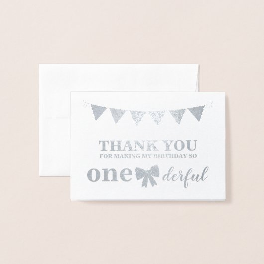 Echte Folie eerste verjaardag Dank je wel Folie Kaarten (Voorkant met envelop)