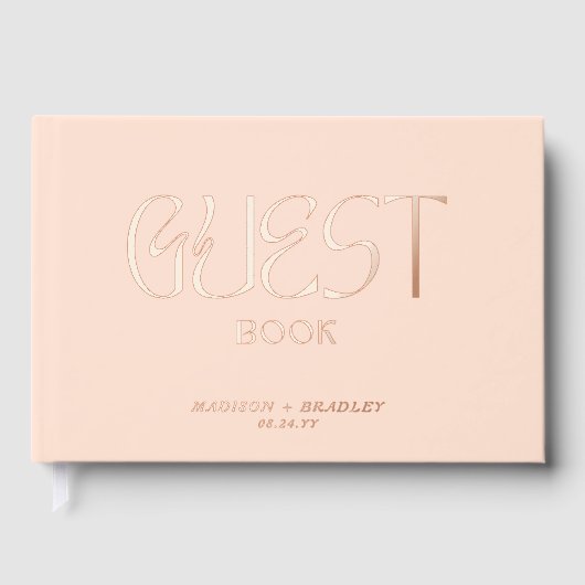 Echte Folie Elegant Cream Calligraphy Script Weddi Gastenboek (Voorkant)