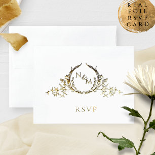 Echte Folie Elegant Monogram met /zonder RSVP Folie Kaarten