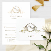 Echte Folie Elegant Monogram met /zonder RSVP Kaarten