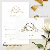 Echte Folie Elegant Monogram met /zonder RSVP Kaarten
