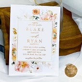 Echte Folie Elegant Peach, Blush Botanical Wedding Folie Uitnodiging