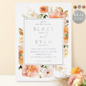 Echte Folie Elegant Peach, Blush Botanical Wedding Folie Uitnodiging