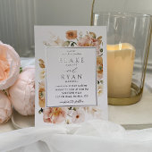 Echte Folie Elegant Peach, Blush Botanical Wedding Uitnodiging