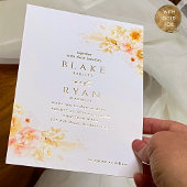 Echte Folie Elegant Peach, Blush, Champagne Weddin Folie Uitnodiging