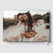 *ECHTE FOLIE* Elegant Script 2-foto Modern Wedding Gastenboek (Achterkant)