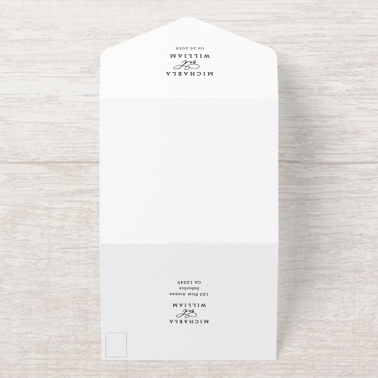 *ECHTE FOLIE* Elegant Script Fotobruiloft All In One Uitnodiging (Buiten)