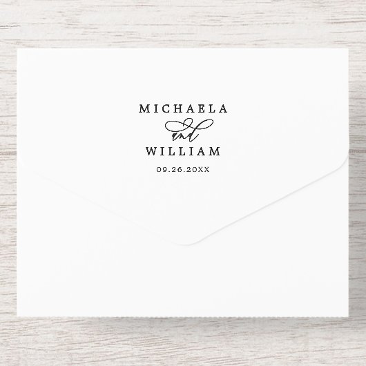 *ECHTE FOLIE* Elegant Script Fotobruiloft All In One Uitnodiging (Achterzijde)