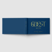 Echte Folie Elegante Blauwe Kalligrafie Script Wed Gastenboek (Volledig)