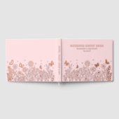 Echte Folie Elegante Bloemen Roze Huwelijk Gastenboek (Volledig)