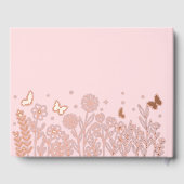 Echte Folie Elegante Bloemen Roze Huwelijk Gastenboek (Achterkant)