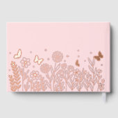 Echte Folie Elegante Bloemen Roze Huwelijk Gastenboek (Achterkant)