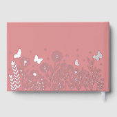 Echte Folie Elegante Bloemen Roze Huwelijk Gastenboek (Achterkant)