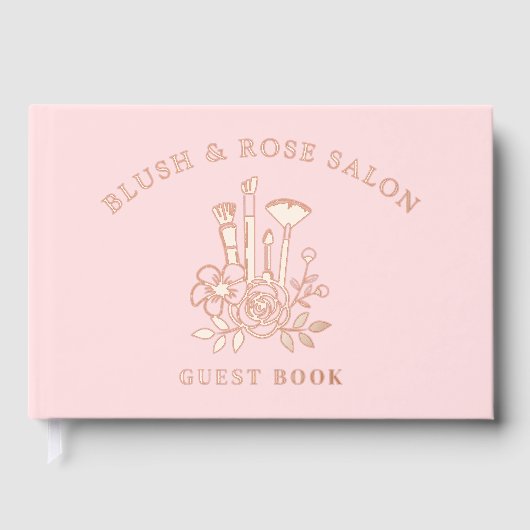 Echte Folie Elegante Bloemen Roze Make-up Business Gastenboek (Voorkant)