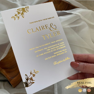 Echte Folie Elegante en Eenvoudige Typografie Huwe Uitnodiging