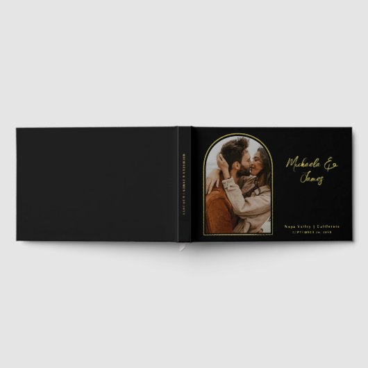 *ECHTE FOLIE* Elegante foto Aangepaste tekst bruil Gastenboek (Volledig)