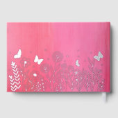 Echte Folie Elegante Rood Blauw Bloemen Huwelijk Gastenboek (Achterkant)