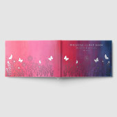 Echte Folie Elegante Rood Blauw Bloemen Huwelijk Gastenboek (Volledig)