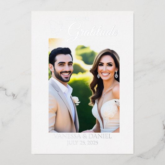 Echte Folie Elegante Vlinderfoto Dank u kaart (Voorkant)