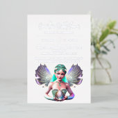 Echte folie fee prinses bruid iriserende vleugels uitnodiging (Staand Voorkant)