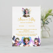 Echte folie fee prinses pixie meisjes DIY leeftijd Folie Uitnodiging (Staand Voorkant)