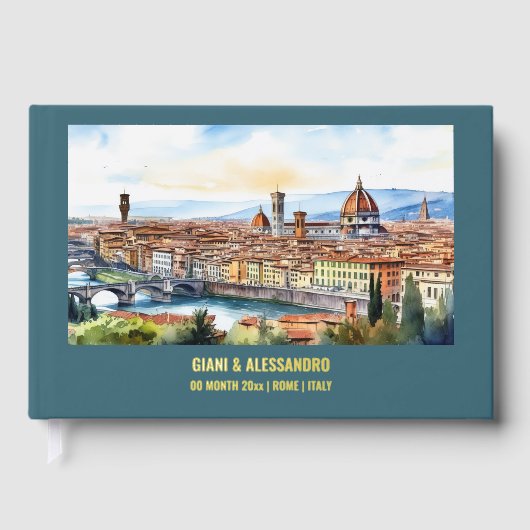 Echte folie Florence waterverf bestemming bruiloft Gastenboek (Voorkant)