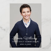 Echte Folie Foto Gold Blue Stripes First Community Folie Uitnodiging (Achterkant)