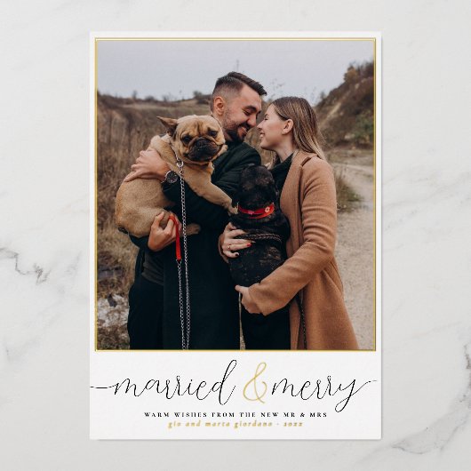 Echte Folie, gehuwd en prettige kerstfeestdag foto Folie Feestdagenkaart (Voorkant)