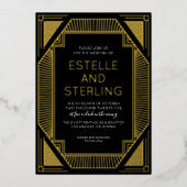 Echte Folie Geometrische Vorm Bruiloft Foto's Foli Folie Uitnodiging (Voorkant)