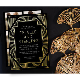 Echte Folie Geometrische Vorm Bruiloft Foto's Foli Folie Uitnodiging