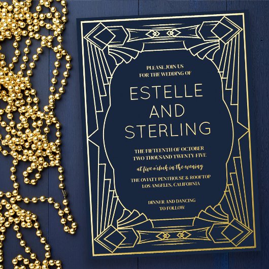 Echte Folie Geometrische Vorm Bruiloft Uitnodiging