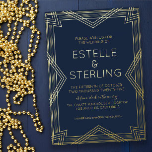 Echte Folie Geometrische Vorm Huwelijksfoto's Uitnodiging