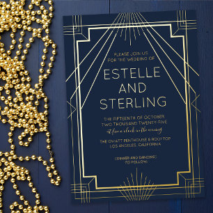 Echte Folie Geometrische Vorm Huwelijksfoto's Uitnodiging