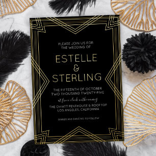 Echte Folie Geometrische Vorm Huwelijksfoto's Uitnodiging