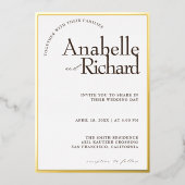 Echte folie Gold Luxury Simple Classic Wedding Folie Uitnodiging (Voorkant)