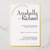 Echte folie Gold Luxury Simple Classic Wedding Uitnodiging (Voorkant)