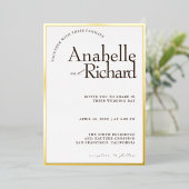 Echte folie Gold Luxury Simple Classic Wedding Uitnodiging (Staand Voorkant)