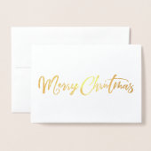 Echte Folie Gold Merry kerstmis Kaart (Voorkant met envelop)