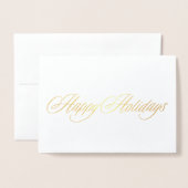 Echte Folie Gold Prettige feestdagen kerstKaart Folie Kaarten (Voorkant met envelop)