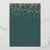 Echte Folie Goud Groene Strepen Eerste Communie Uitnodiging (Achterkant)