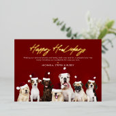 ECHTE FOLIE Goud Happy Howholidays Schattigee Kers Folie Feestdagenkaart (Staand Voorkant)