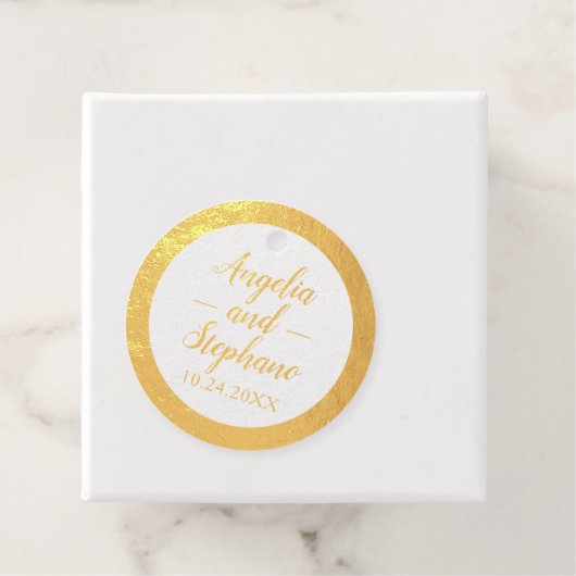 ECHTE FOLIE Goud of Zilver Dank u Bruiloft Bedankjes Labels (Met doos)