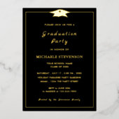 Echte Folie Goud op Zwart Afstuderen nvitation Kaa Folie Uitnodiging (Voorkant)