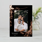 Echte Folie Handlettered Joy Speckled Vakantie Fot Folie Feestdagenkaart (Staand Voorkant)