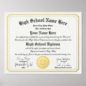 Echte folie High School Afstuderen Diploma Homesch Folie Afdrukken (Voorkant)